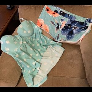 Cacique 2 piece swimsuit top 40c bottom shorts 18